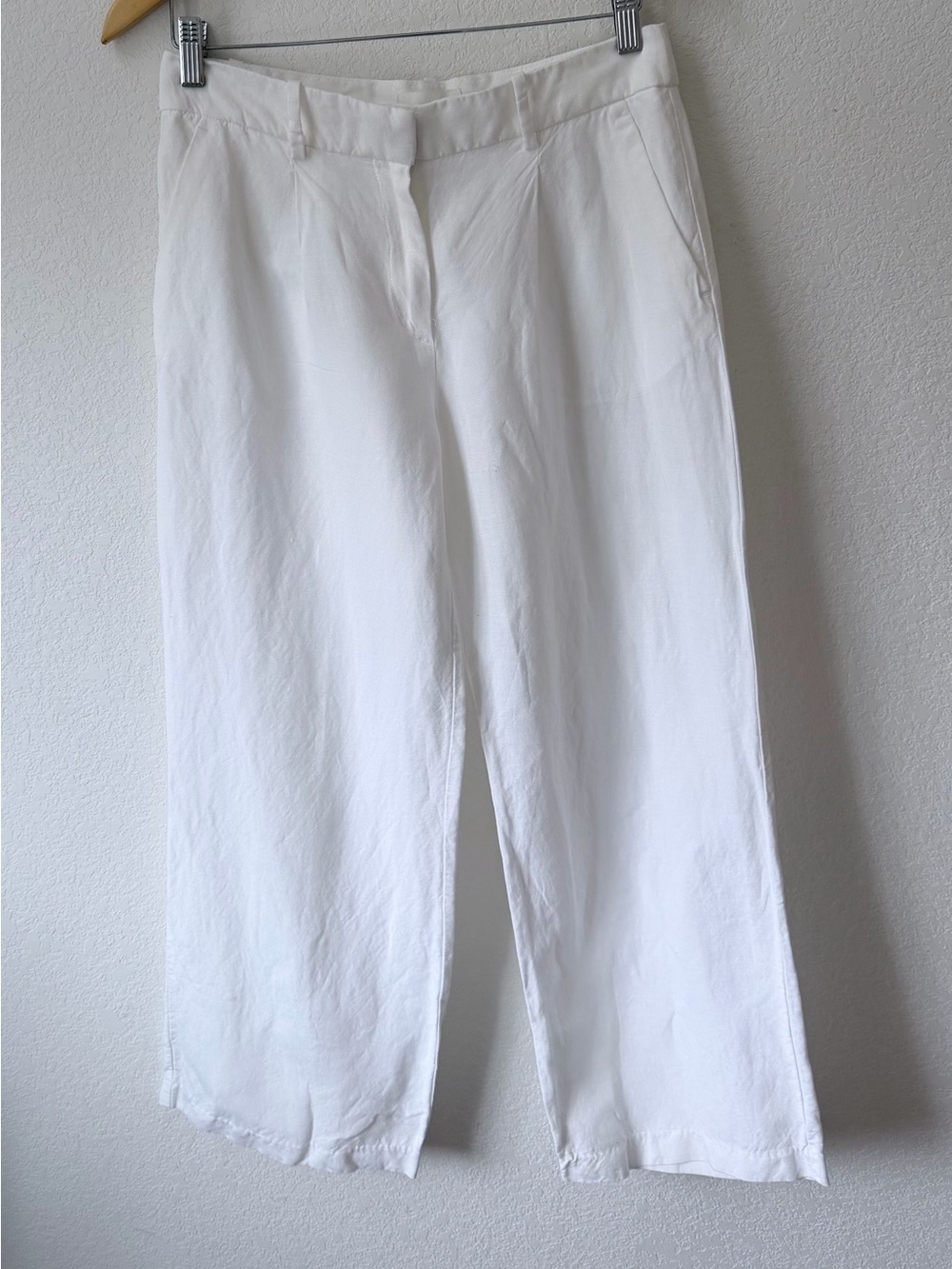 H&M Size 6 White Linen Blend Pants